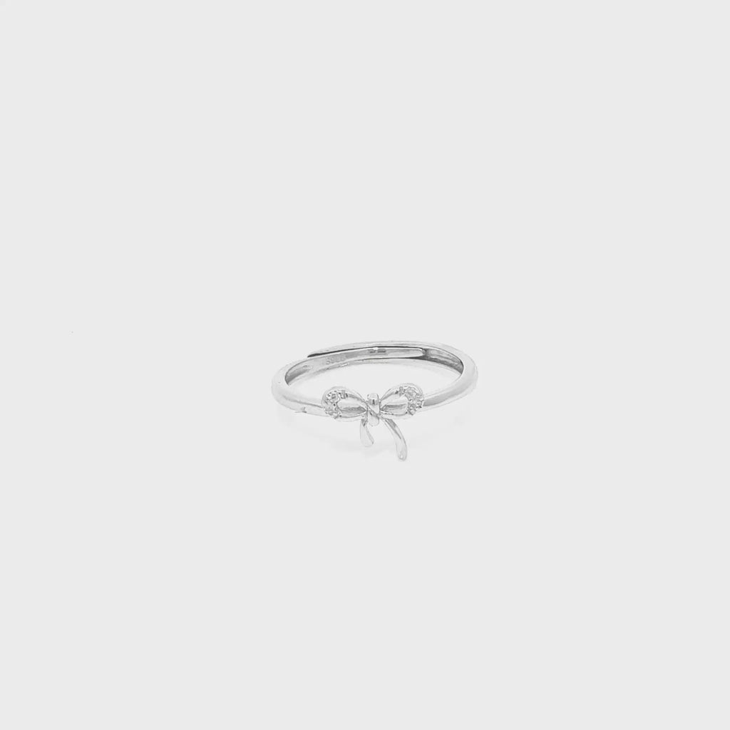 Adjustable Silver Bow Ring