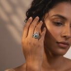 Women's Sterling Silver Emerald CZ Statement Ring