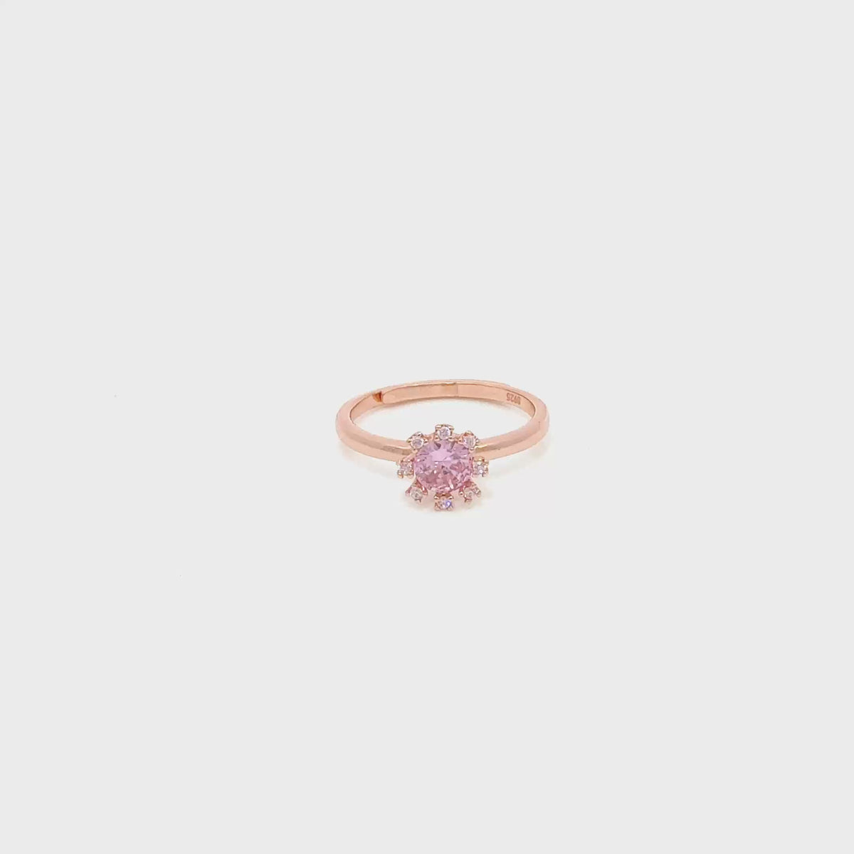 Adjustable Pink Solitiare Rose Gold Ring