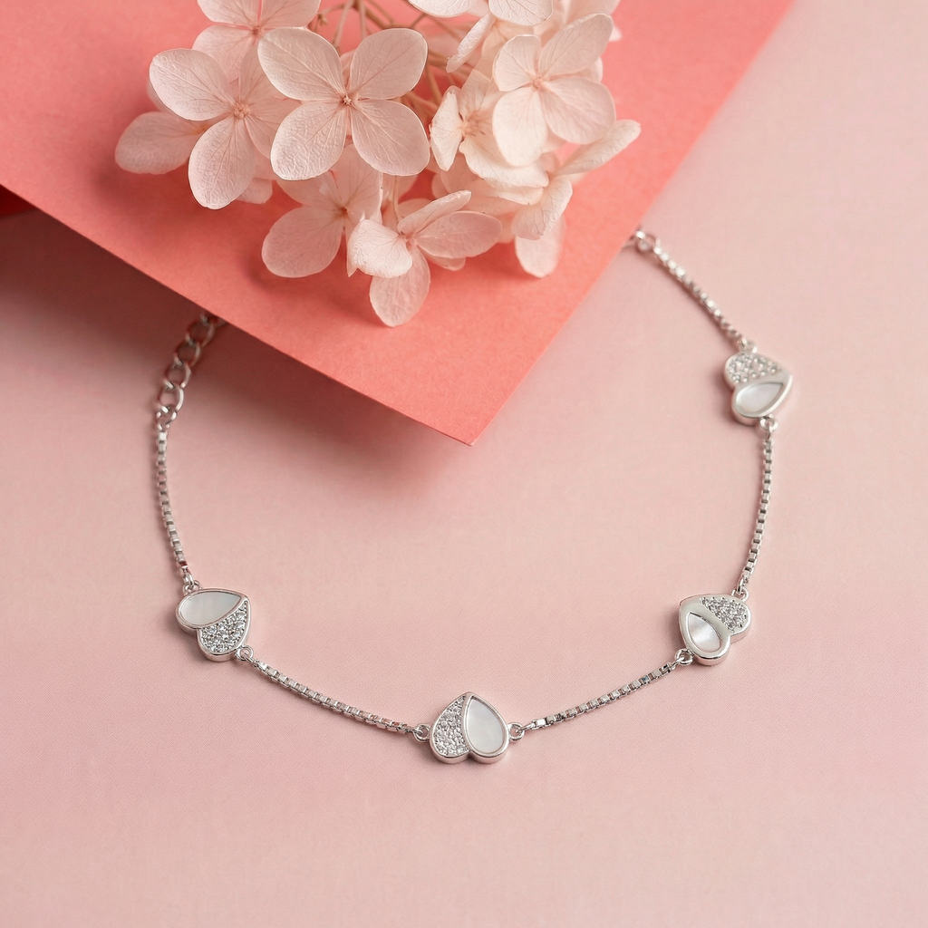 Silver Pure Heart Enamel Bracelet