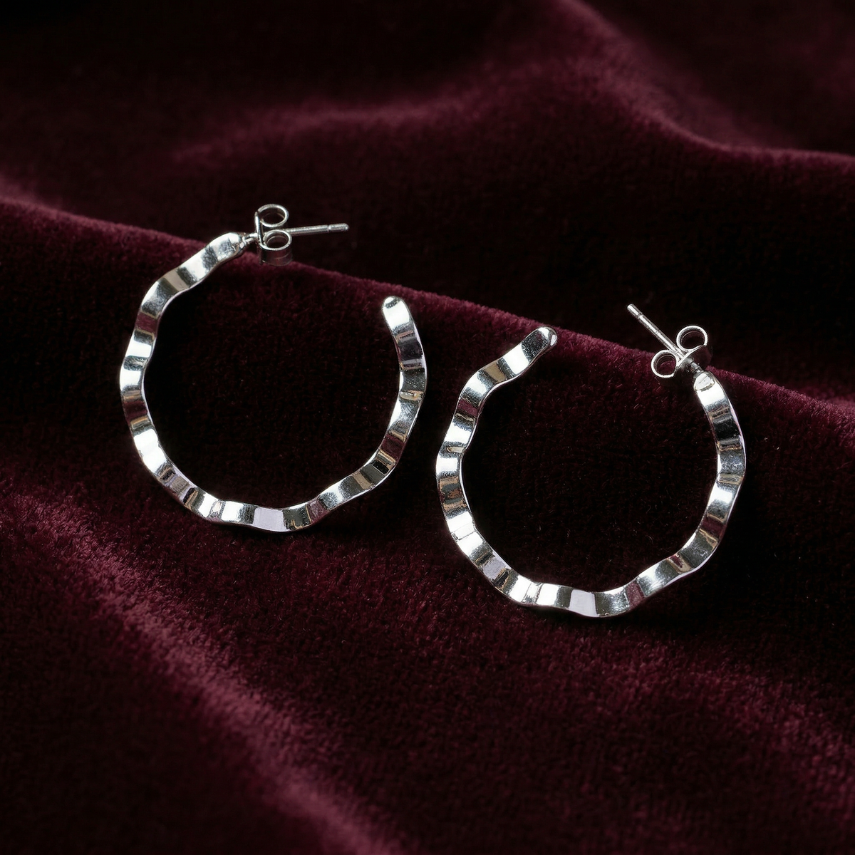 Silver italian single loop earrings