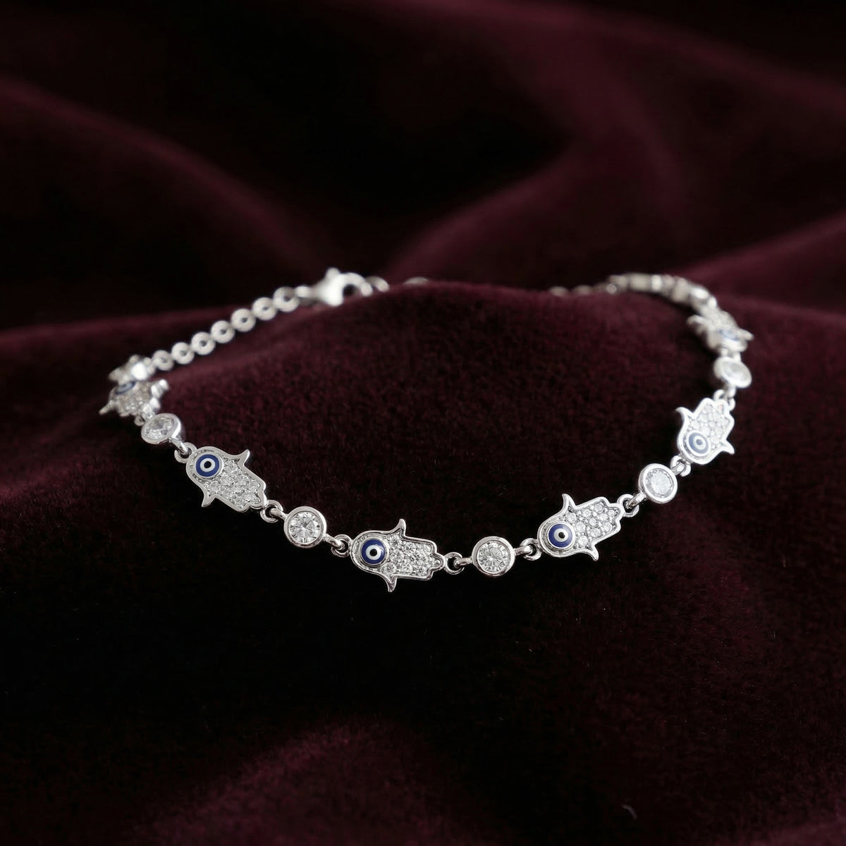 Silver EvilEye Cz Bracelet