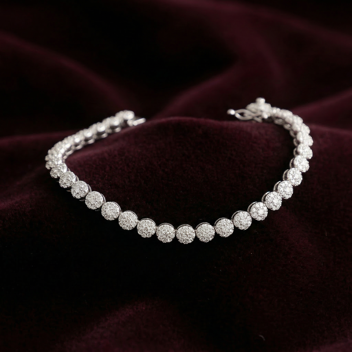 Silver Medium Floral Tennis Bracelet