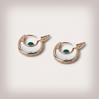 Women's Gold Crescent Hoop Earrings with Mother of Pearl
