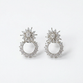Silver diamond studded sunflower earrings