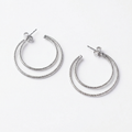 Silver italian double loops earrings