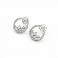 Silver heart shaped designer danglers earrings