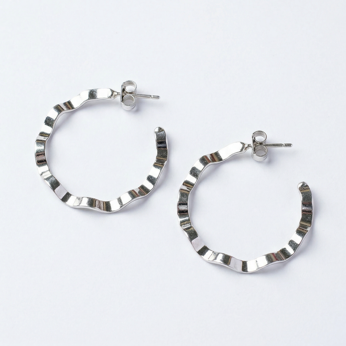 Silver italian single loop earrings