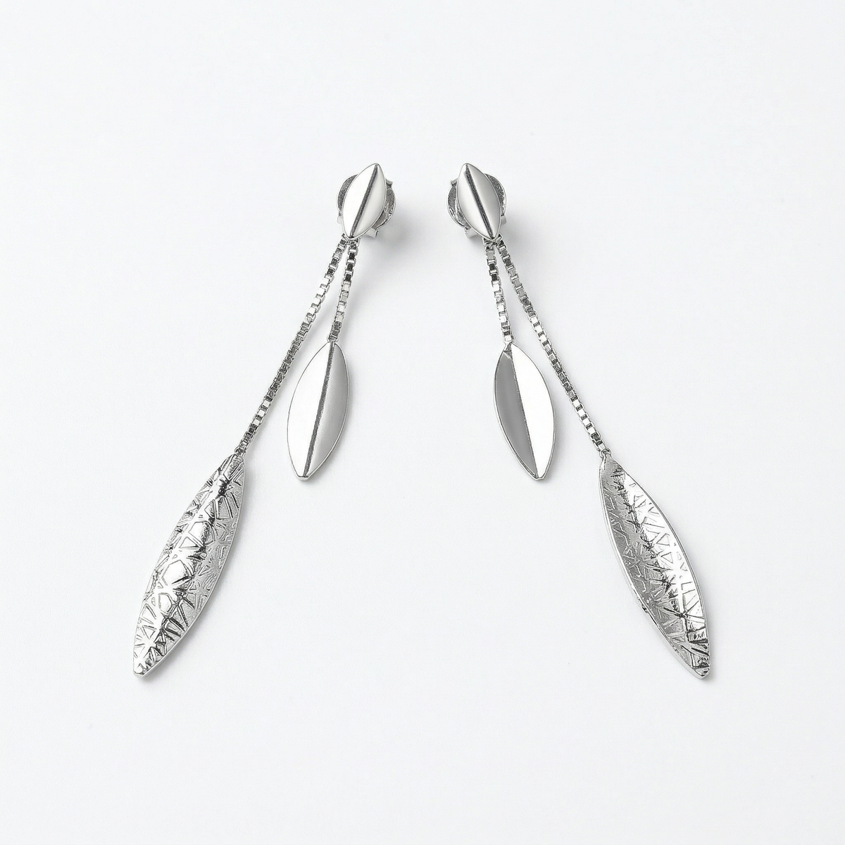 Silver italian leaf dangler earrings