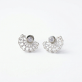 Silver fan shaped designer earrings