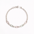 Turquoise Lavender Chained Enamel Silver Bracelet