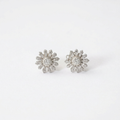 Silver flower shape round earrings