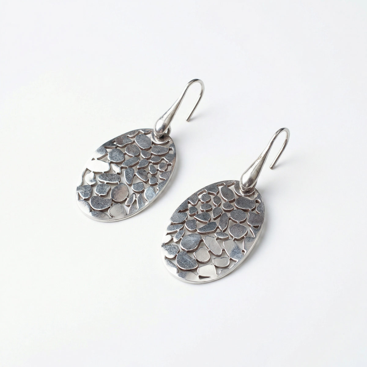 Silver italian designer danglers earrings